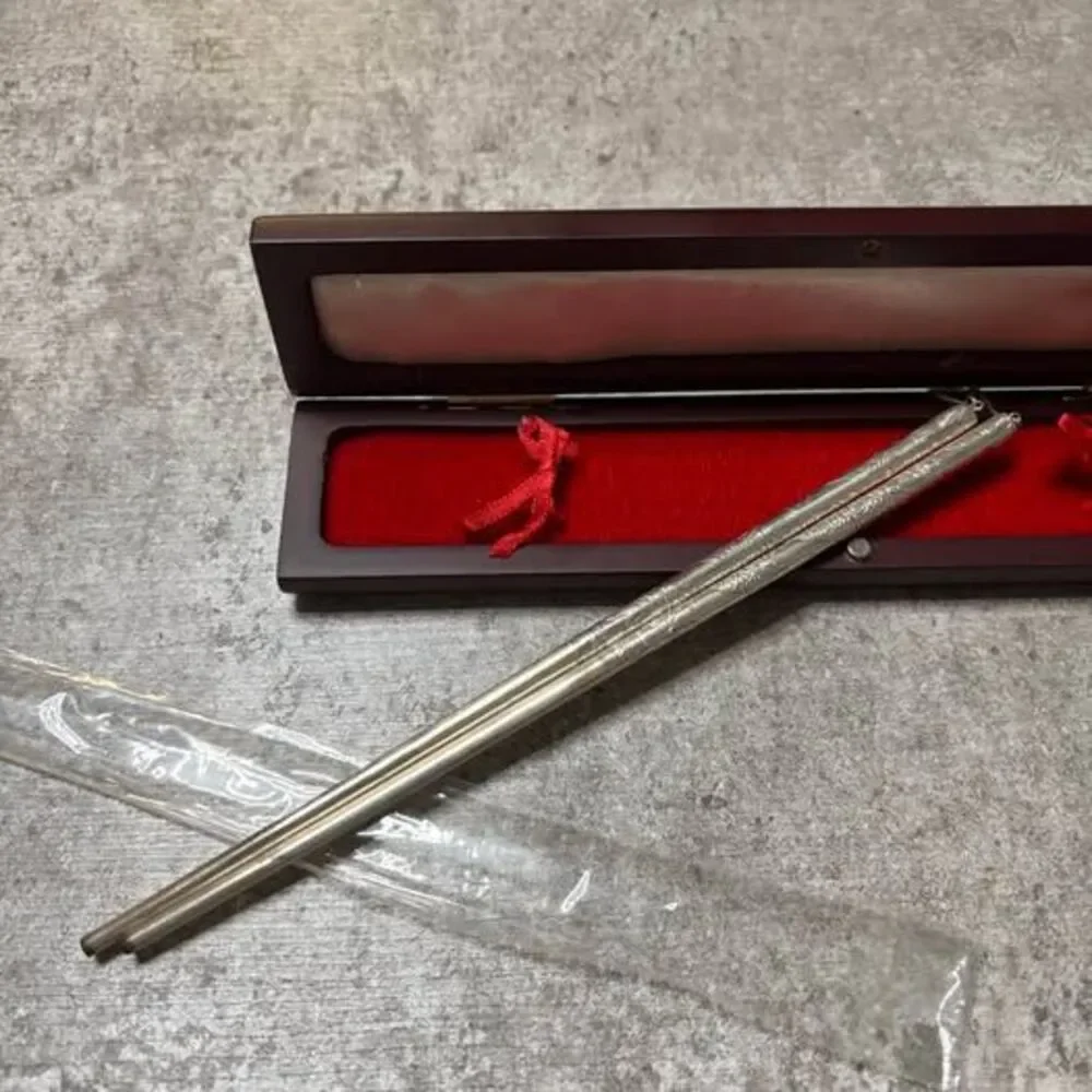 Handmade S925 Sterling Silver Dragon & Phoenix Chopsticks – Original Gift Box